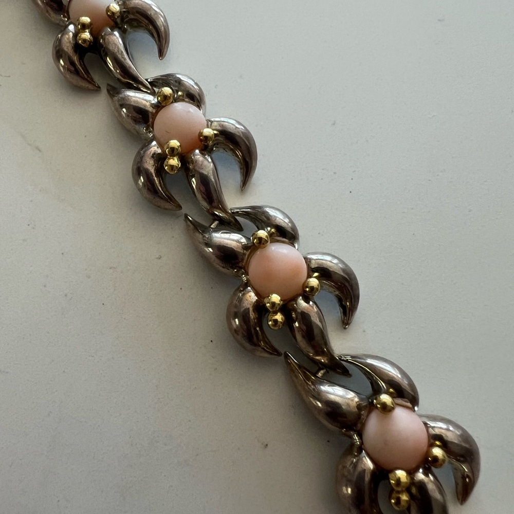 Angel skin Coral Tiffany & Co sterling and 14k 1990’s Bracelet